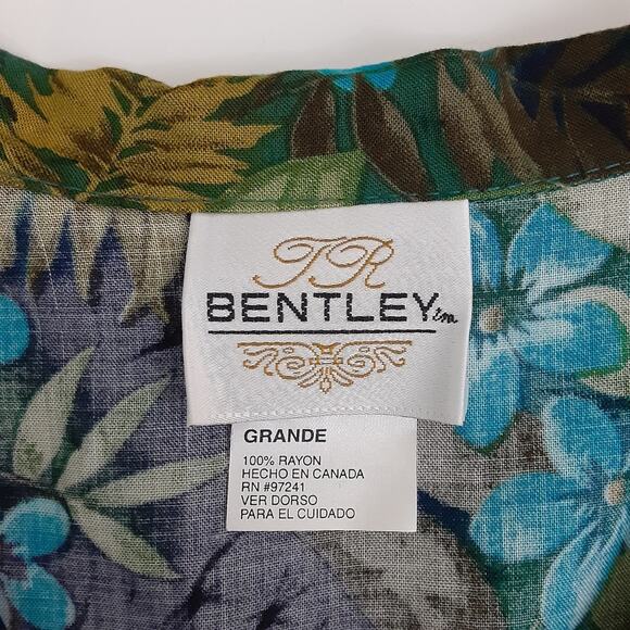 Vintage 80s Hawaiian Floral Two Piece Set High Rise Mini Skirt Button Crop Top L - Picture 12 of 14